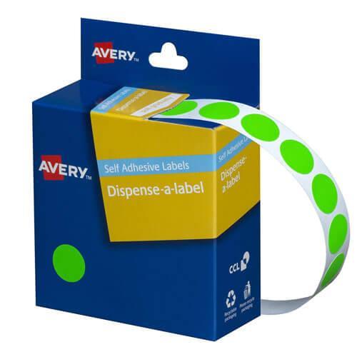 Avery Self-Adhesive Dot Labels 14mm (700pcs) - Fluoro Green