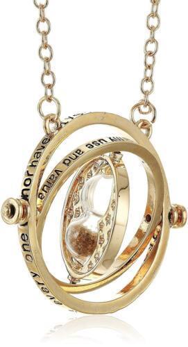 Harry Potter Gold Tone Hourglass Necklace Pendant Time Turner Hermione