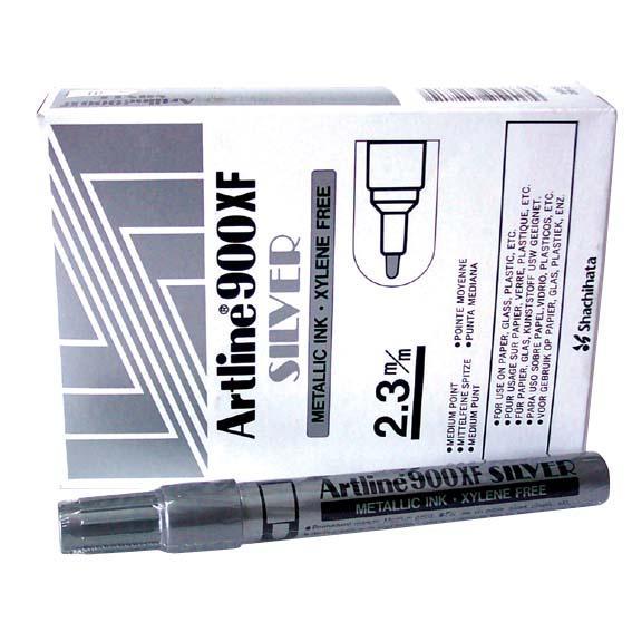 Artline 900 Permanent Marker, 2.3mm, Bullet Point, Silver, 12/Box