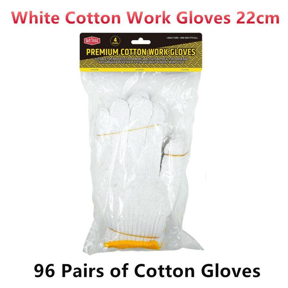96 Pairs White Cotton Gloves 22cm Factory Industry PPE Work Hand Protection Bulk