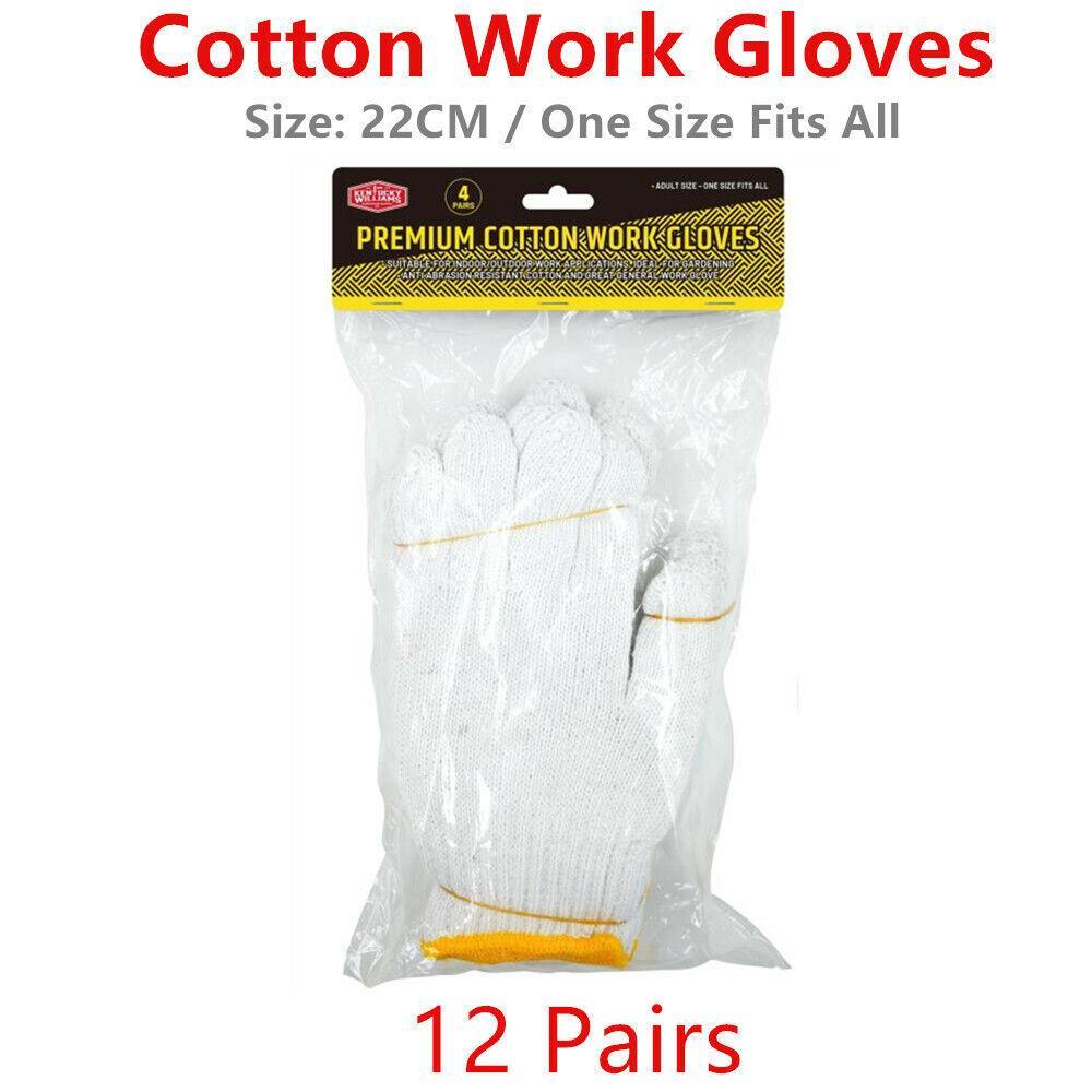 12 Pairs White Cotton Work Hand Glove Stretchable Gardening Cleaning Crafting