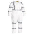 Bisley Mens TAPED NIGHT DRILL OVERALLS BC6806T (White, 87R)