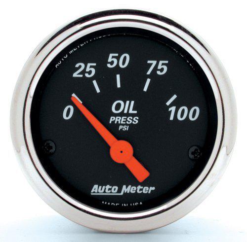Auto Meter Designer Black Series Oil Pressure Gauge 2-1/16" Electric 0-100 psi