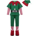 Vicanber Christmas Elf Costume Family Adult Kids Fancy Dress Santa Cosplay Outfit Costume (Boys,2-3 Years)