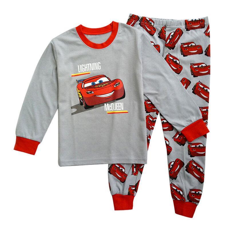 Vicanber Child Kids Boys Cars McQueen Pajamas Set Long Sleeve T Shirt Pants Outfit Cartoon Sleepwear Home Loungewear(6-12 Months)