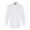 Premier Mens Stretch Fit Poplin Long Sleeve Shirt (White) (M)