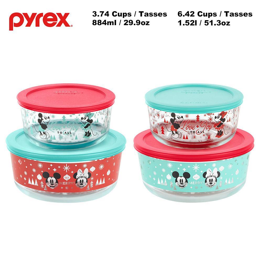 Pyrex 8pcs Glass Food Storage lock Containers with lid Hello Kitty / Star Wars / Mickey Mouse