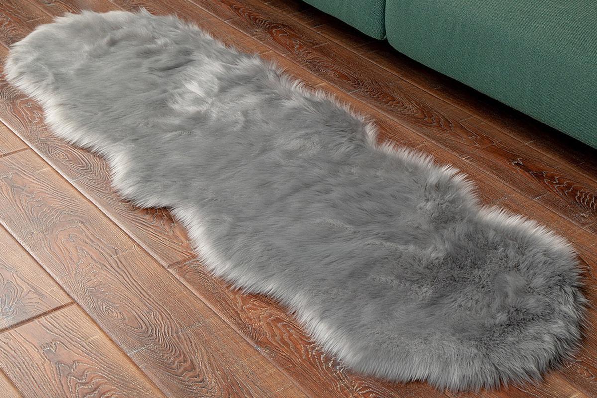 120x60cm Faux Fur Shaggy Area Rug Floor Mat Living Room Mat Bedroom Decor Grey
