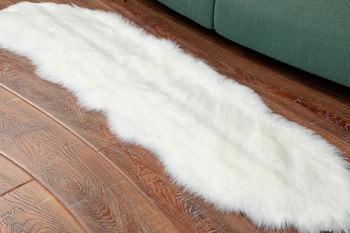 120x60cm Faux Fur Shaggy Area Rug Floor Mat Living Room Mat Bedroom Decor White
