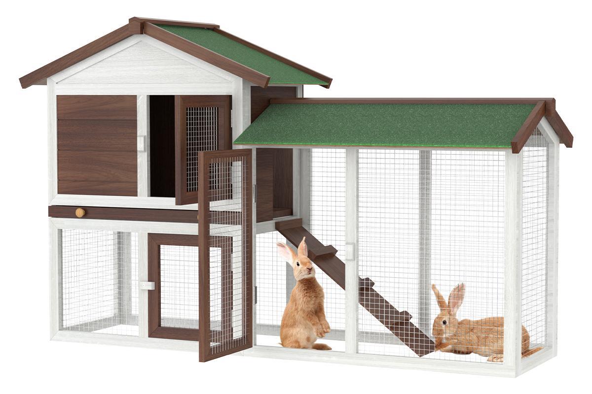 Advwin Rabbit Hutch Chicken Coop Wooden Pet Cage 145*45*85cm