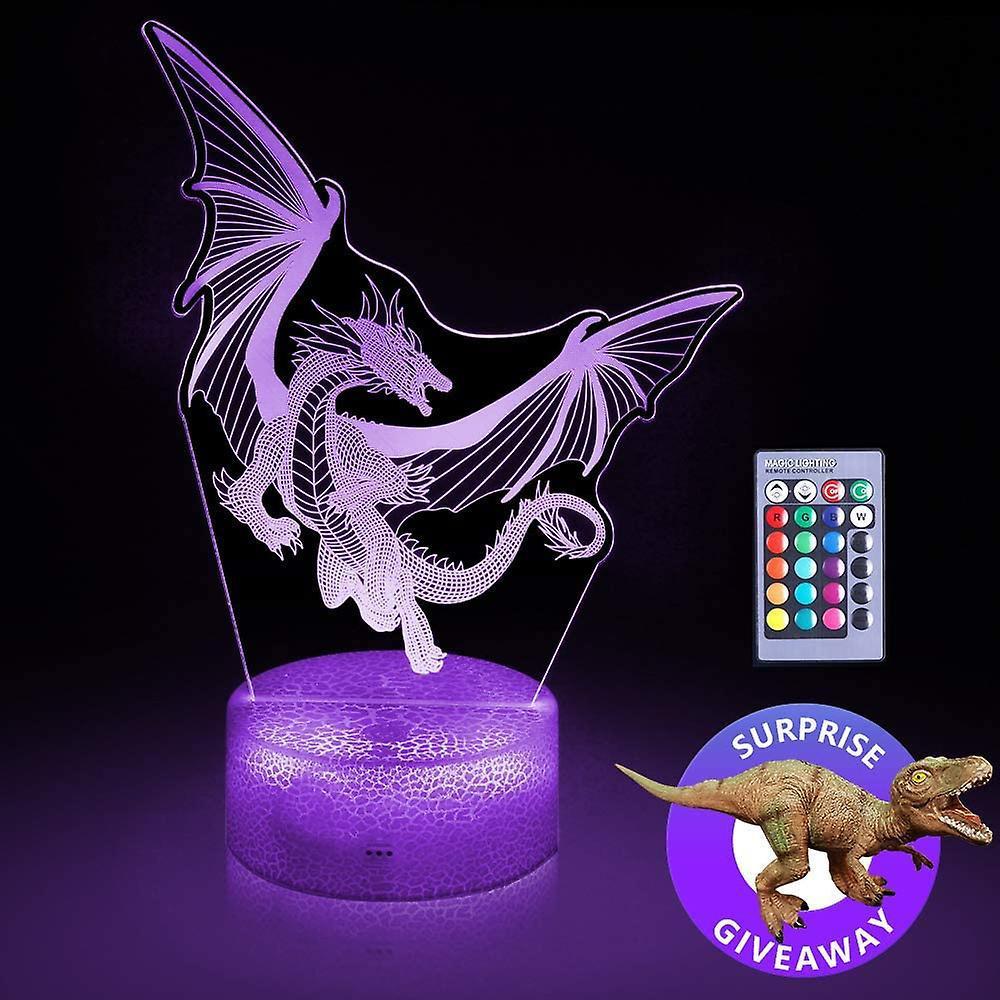 Vicanber Dragon Remote Control Creative 3D LED Night Light Acrylic Atmosphere Lamp 16 Colours