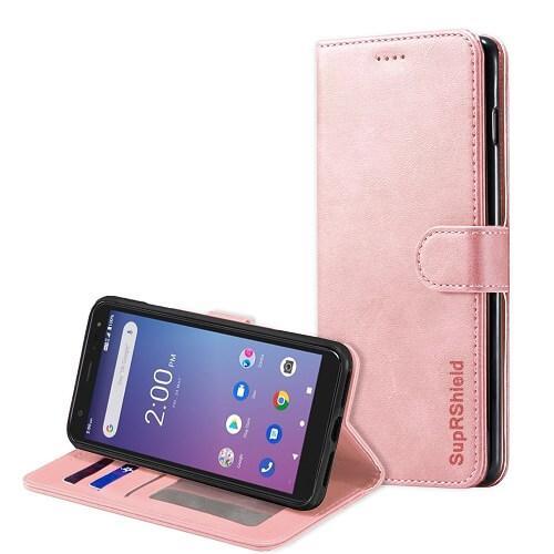 For Telstra Essential Pro Case SupRShield Wallet Leather Flip Magnetic Stand Case Cover (Rose Gold)