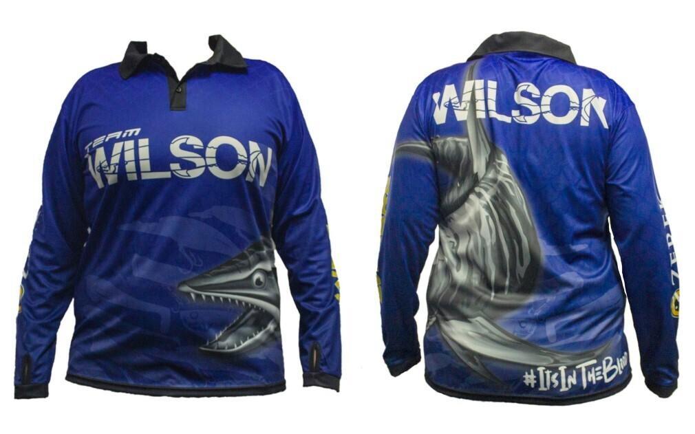 Medium Team Wilson Navy Tournament Long Sleeve Fishing Shirt with Collar - UPF50+