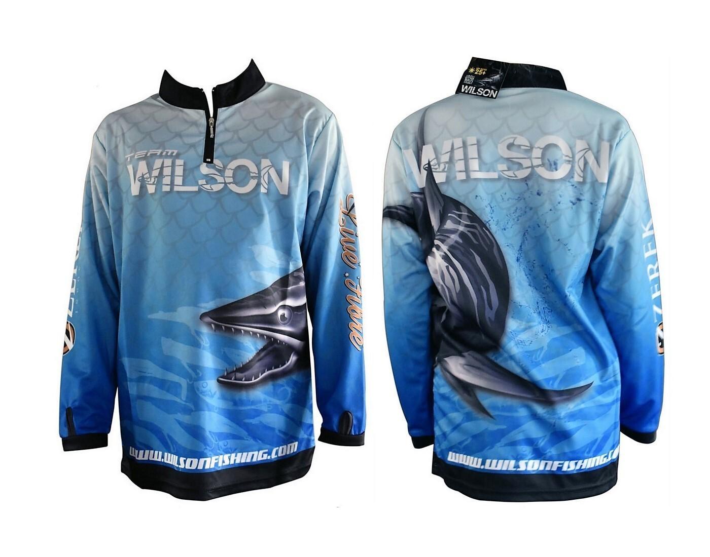 Team Wilson Kids Light Blue Tournament Long Sleeve Fishing Shirt with Collar [Size: 2]