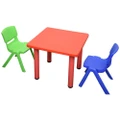 60x60cm Square Red Kid's Table and 1 x Green Chair 1 x Blue Chair