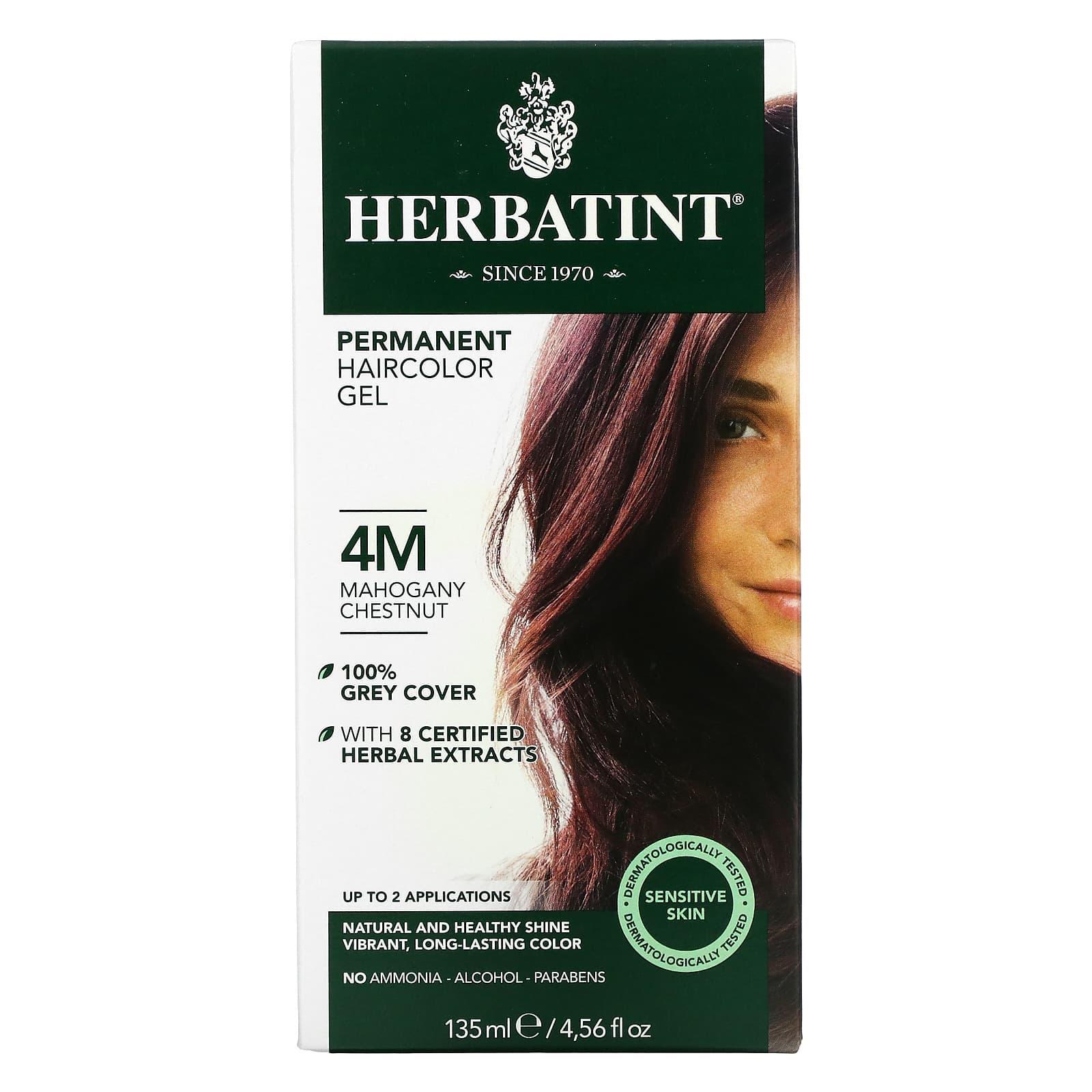 Herbatint (Antica Herbavita), Permanent Haircolor Gel, 4M, Mahogany Chestnut, 4.56 fl oz (135 ml)