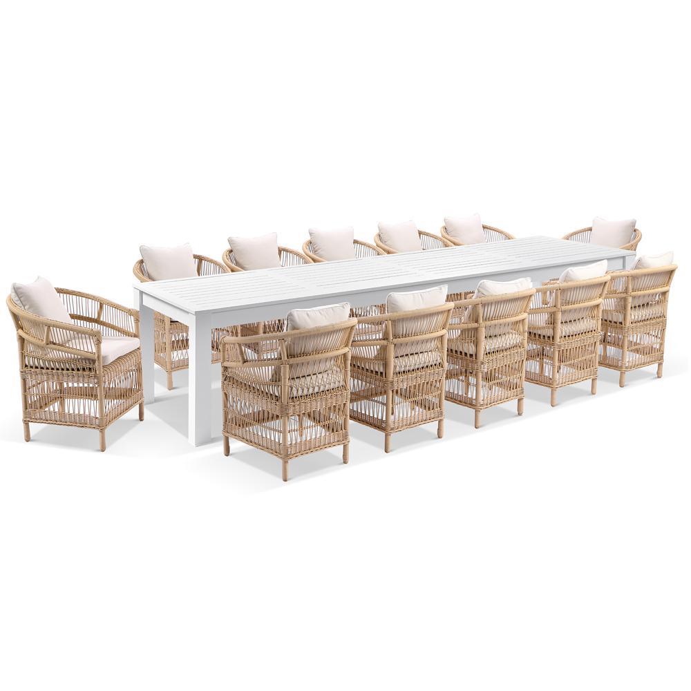 Santorini 3.55 Outdoor Rectangle Aluminium Dining Table With 12 Malawi Chairs - Outdoor Aluminium Dining Settings