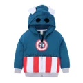 GoodGoods Kids Boys Superhero Hoodie Zipper Jacket Cartoon Spiderman Hooded Coat Outwear Top (Captain America, 7-8 Years)