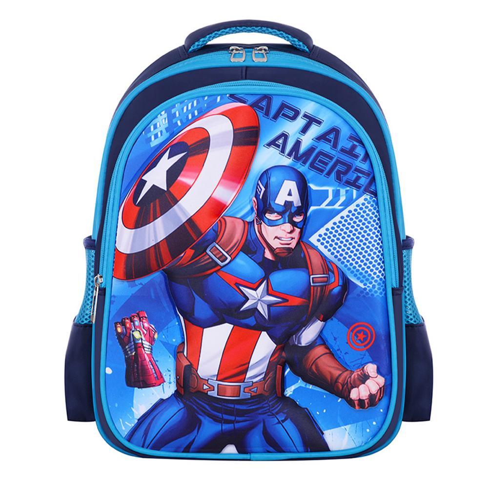Vicanber Cartoon Captain America Batman Rucksack Kids Boys Girls Shoulder Bag Backpack Student Schoolbag(Captain America)