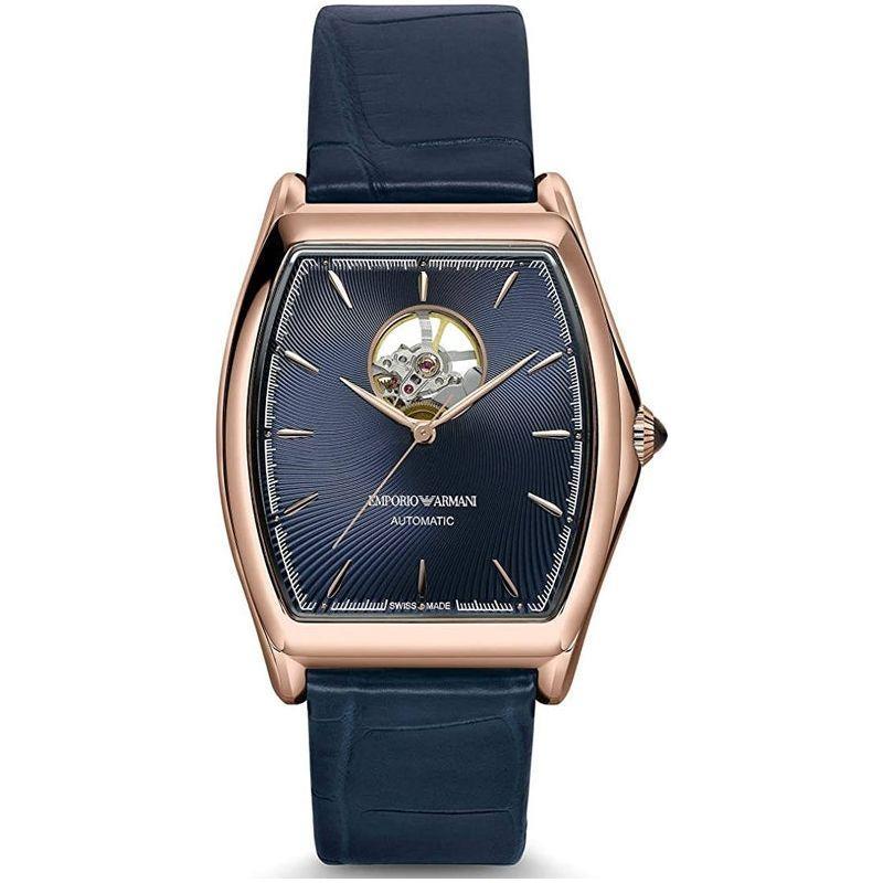 Emporio Armani Men's Mod. ARS3351 Timeless Elegance Leather Strap Watch - Classic Black: Premium Black Leather Watch Strap for Men