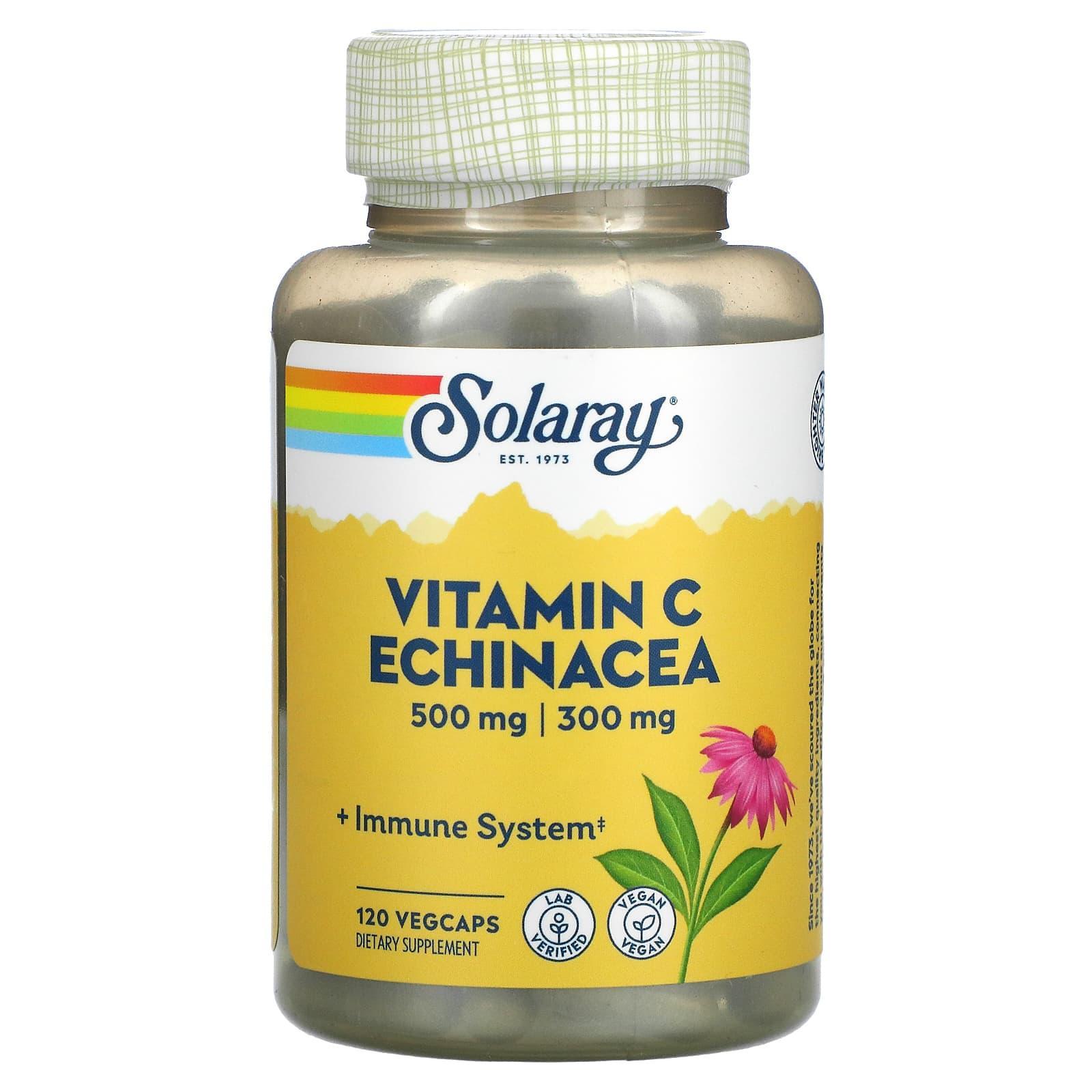 Solaray, Vitamin C, Echinacea, 500 mg / 300 mg, 120 VegCaps