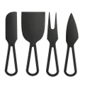 4pc Orson Stainless Steel 14cm Cheese Knife Set Spreader/Fork/Narrow Plane Black