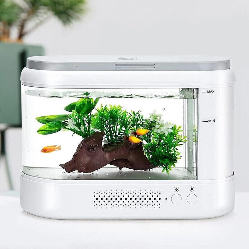 Hygger Small Betta Fish Tank with LED Light - AQ030-White