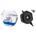 Hygger Mini Glass Oblate Fish Bowl and Hexagon Mini Air Pump - KBHG97175-Black/Clear