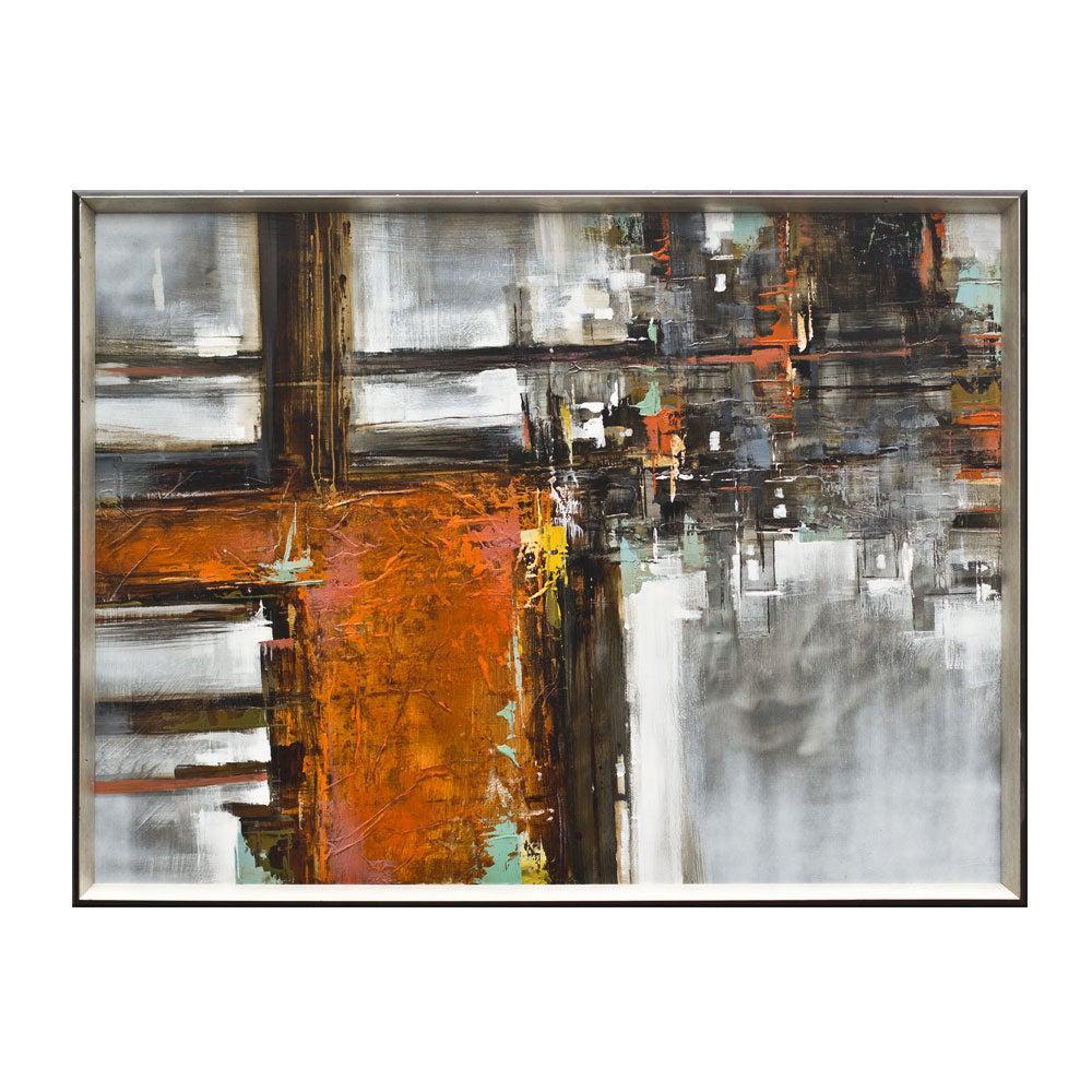 Framed Oil Painting Hand-Painted Abstract Modern Metal Wall Art - Reflection (91cm x120cm)