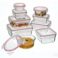 Glasslock 9 Piece Tempered Glass Oven Safe Container Set - 28060-Clear/Red