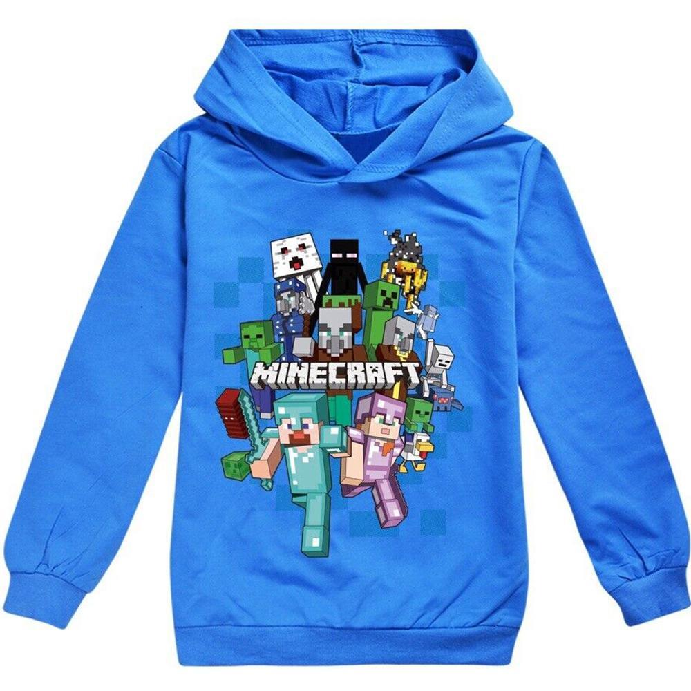 GoodGoods Kids Minecraft Casual Hoodie Long Sleeve Sweatshirt Pullover Jumper Casual Top(Blue,11-12Years)
