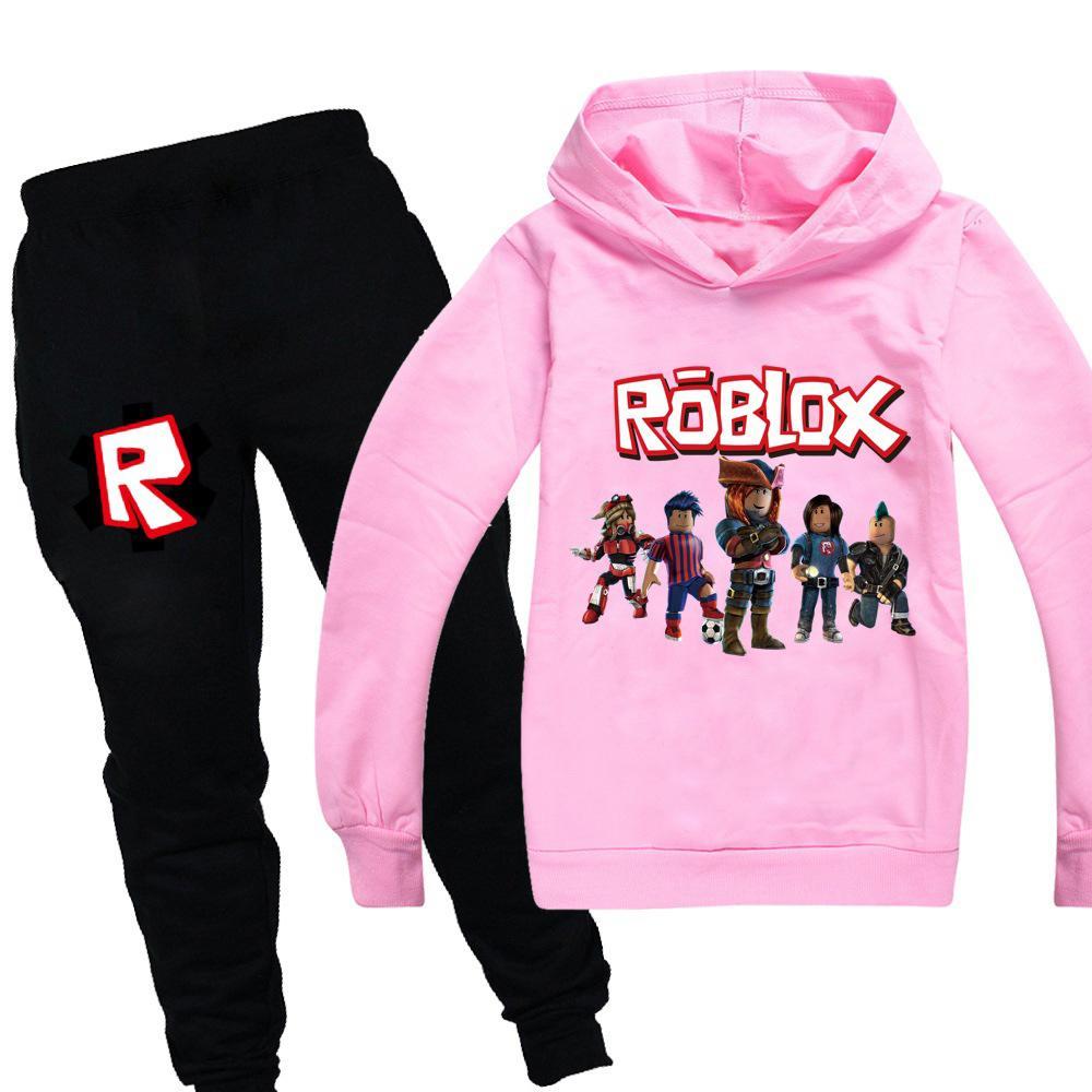 GoodGoods Kids Boys Girls ROBLOX Hoodie Tops Sports Pants Long Sleeve Tracksuit Outfit Set(Pink,13-14Years)