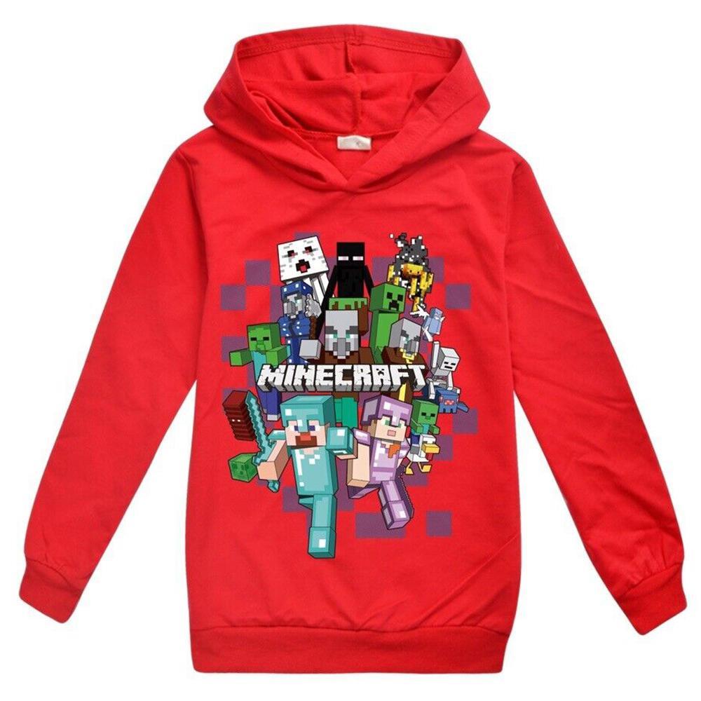 GoodGoods Kids Minecraft Casual Hoodie Long Sleeve Sweatshirt Pullover Jumper Casual Top(Red,5-6Years)