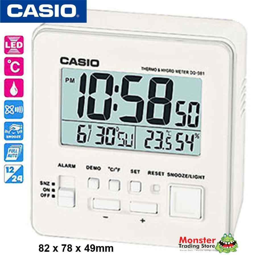 Casio Clock Travel DQ-981-7DF DQ981 Temperature Hygrometer Alarm Snooze LED light
