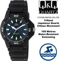 VQ84J003 Citizen Made Blue Q&Q Swimming Men's Watch 100-Metres Water Resistant Diver Style