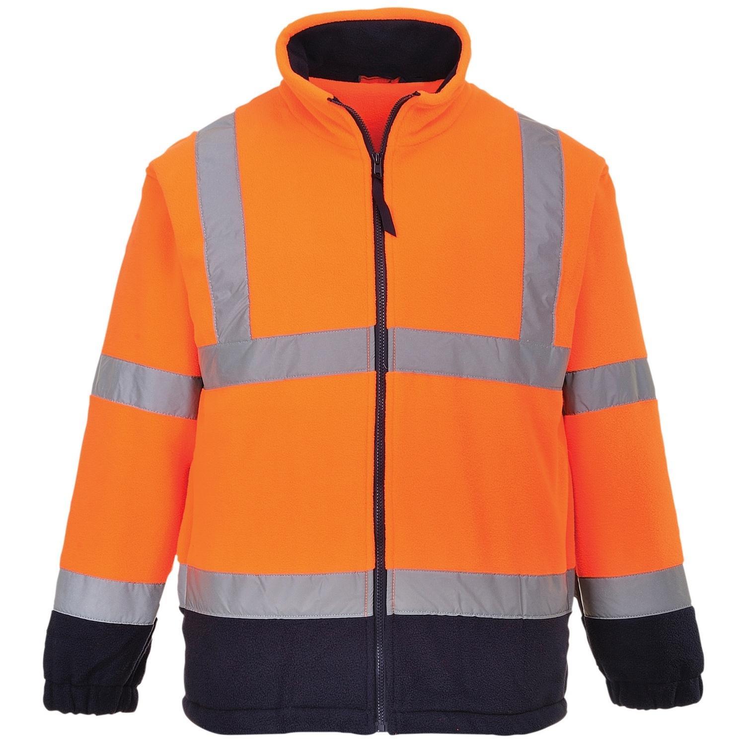 Portwest Mens Lined Hi Vis Fleece Jacket (Pack of 2) (Orange/ Navy) (S)