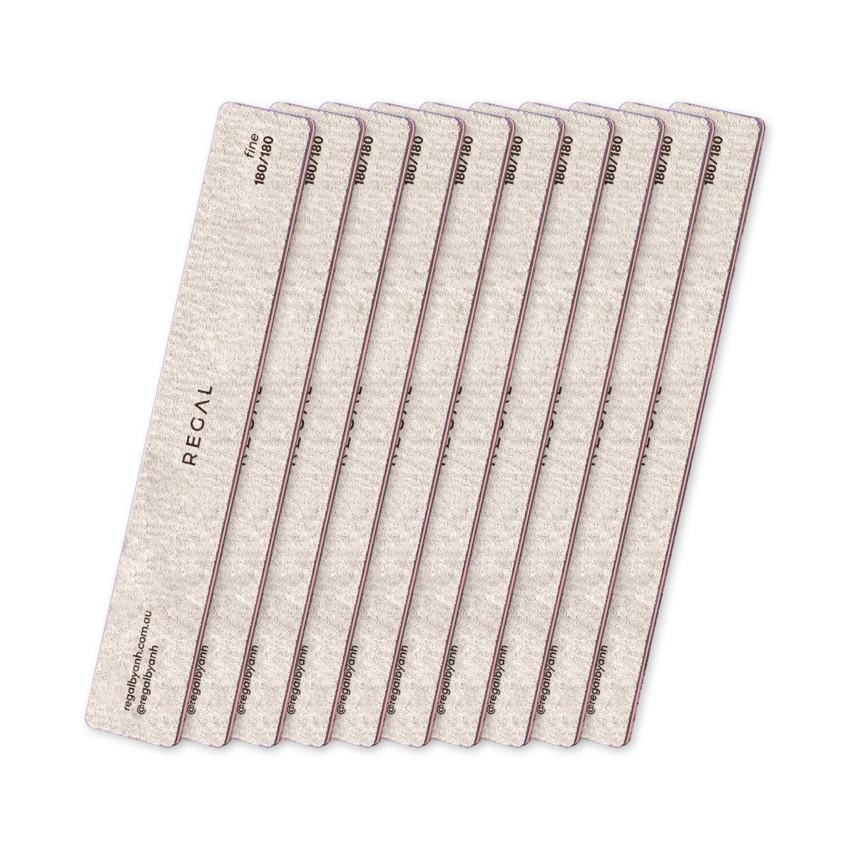 Regal by Anh Rectangle Fine 180/180 Nail File 10 Pack