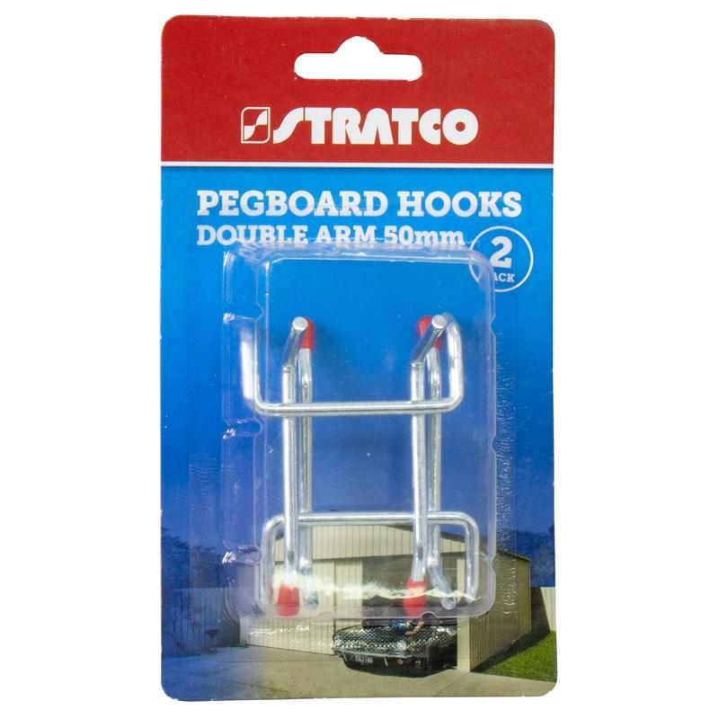 Stratco Pegboard Hooks Double Prong 2 Pieces 50mm