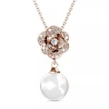 Flower Blush Necklace Embellished with SWAROVSKI Pearls in Rose Gold