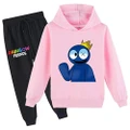 GoodGoods Rainbow Friends Kids Boy Girls Hoodie Hooded Sweatshirt Jogger Pants Outfit Set(Pink,13-14Years)