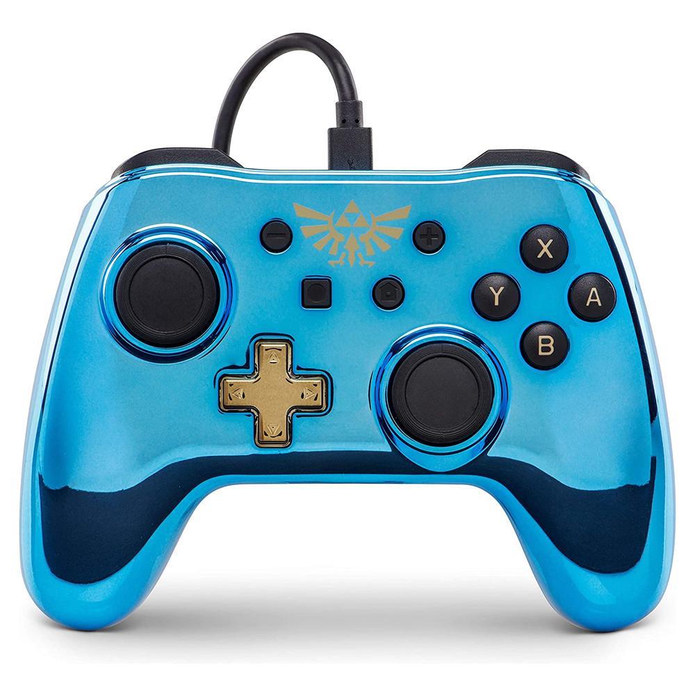 PowerA USB Wired Gaming Controller Gamepad For Nintendo Switch Chrome Zelda Blue