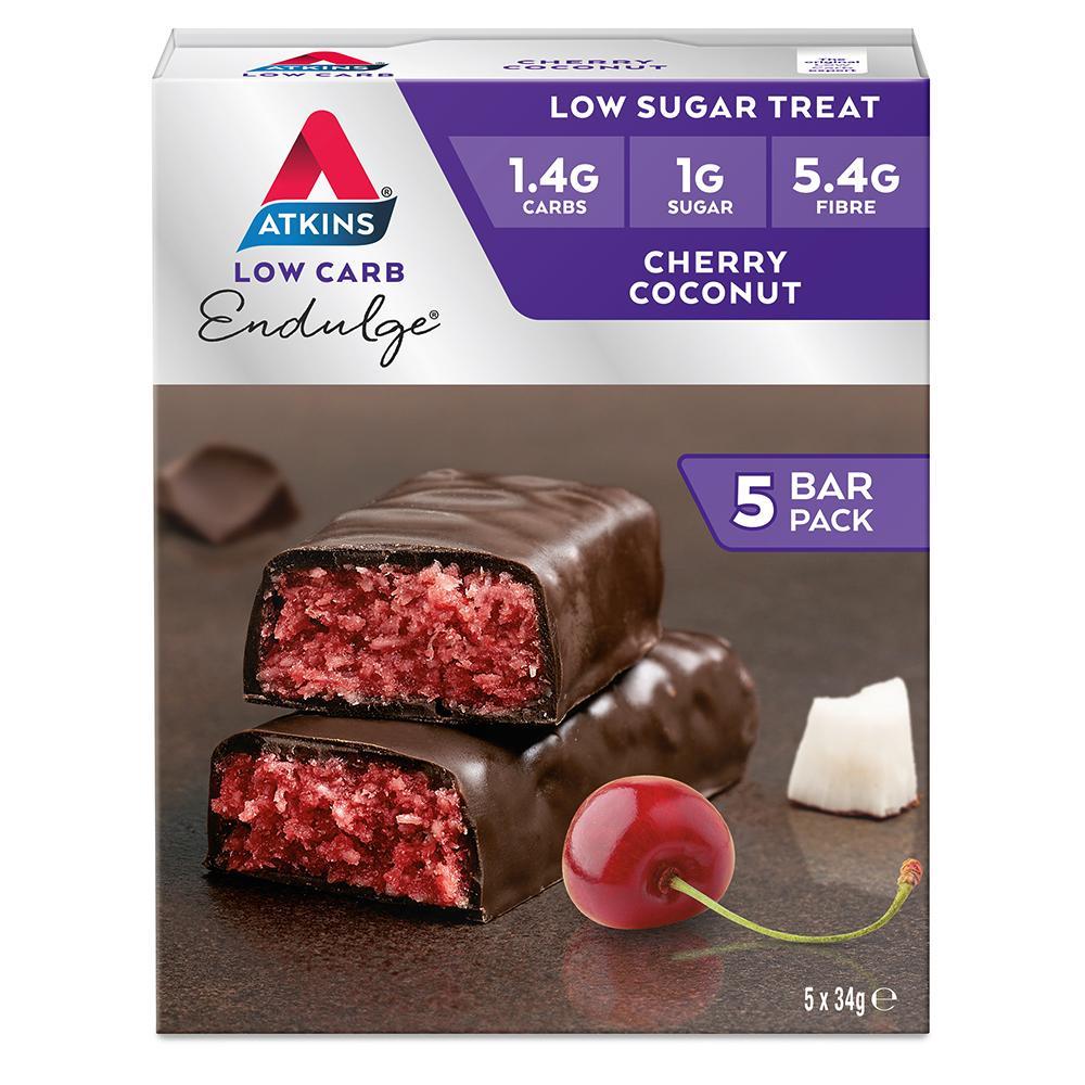 5pc Atkins Low Carb/Sugar 34g Endulge Protein Bar Diet Snack Cherry Coconut