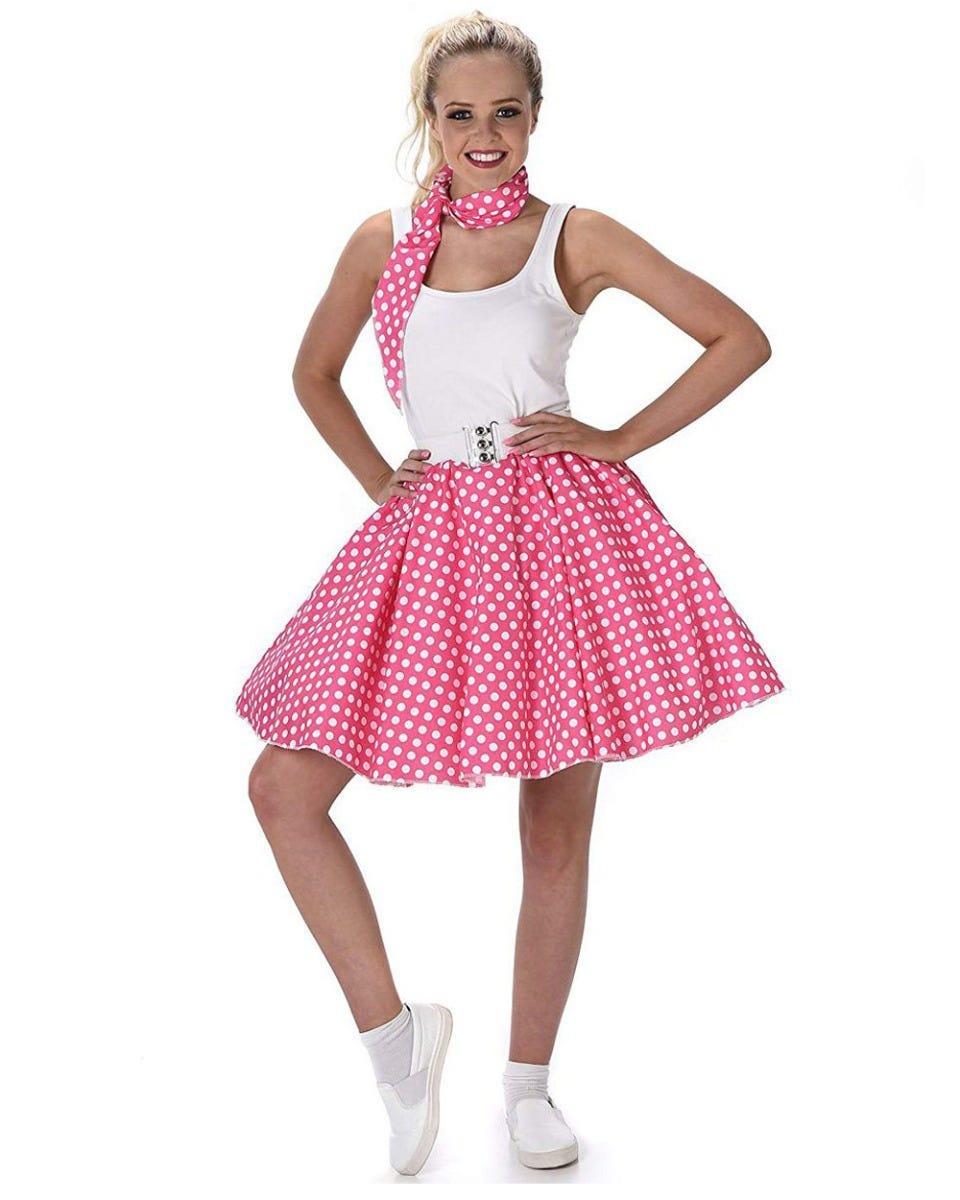 50s Pink Polka Dot Scarf Womens Costume