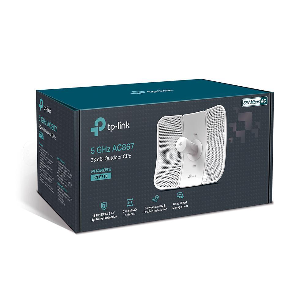 TP-Link CPE710 5GHz AC 867Mbps 23dBi High-gain Directional Outdoor CPE IP65 Weather Proof Lightning Protection Passive POE Centralised Management