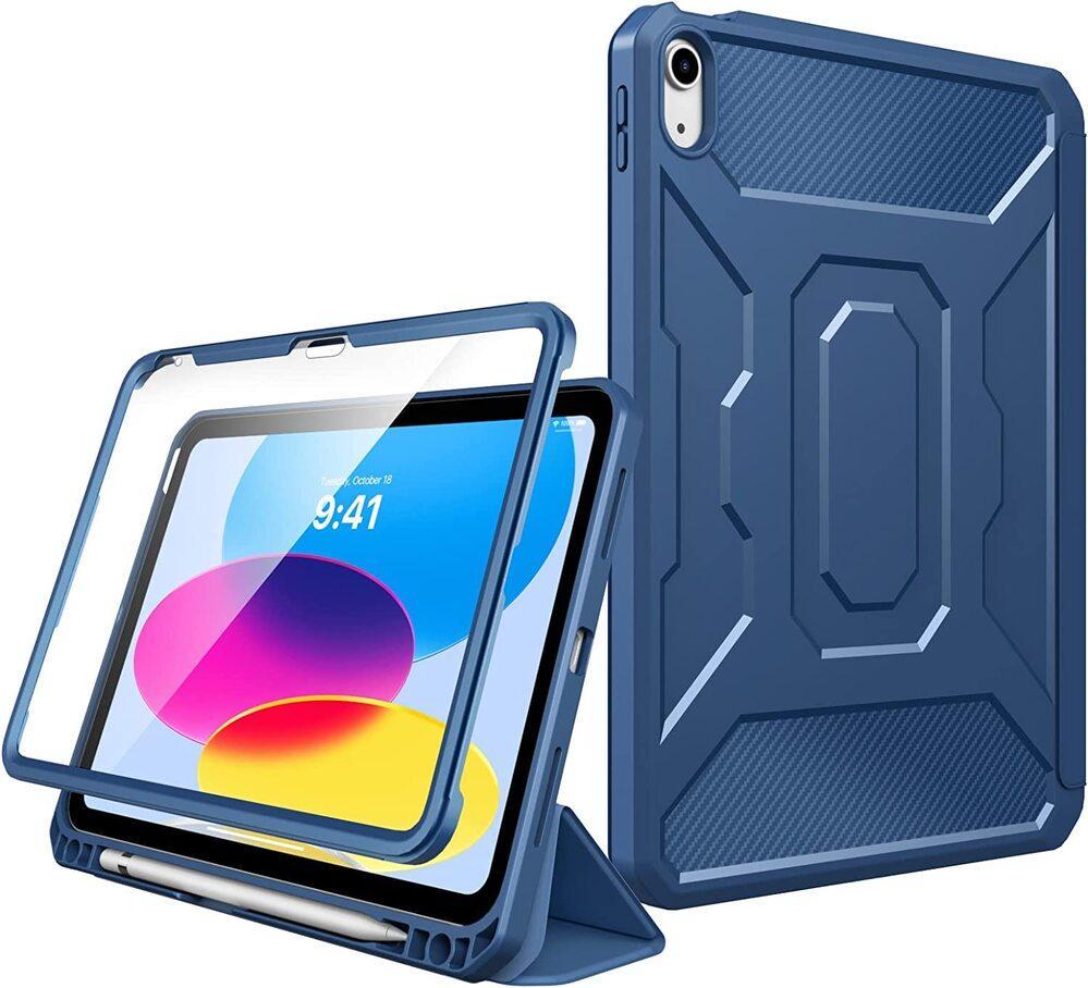 MOKO iPad 10.9 2022 Case, Genuine MOKO Full Body 360 Rugged Trifold Cover for Apple - Blue