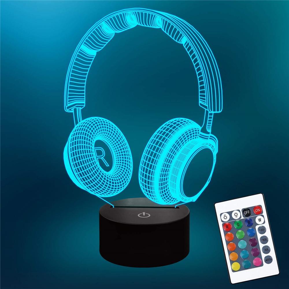 GoodGoods 3D LED Gaming Headset Night Light Creative Atmosphere Table Night Lamp XBOX Gift