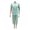 Ladies Mint Green Floral Summer Short Sleeve Pyjamas Capri Pants PJS Set (LS32) [Size: 18]