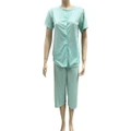 Ladies Mint Green Floral Summer Short Sleeve Pyjamas Capri Pants PJS Set (LS32) [Size: 8]