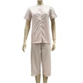 Ladies Pink Floral Summer Short Sleeve Pyjamas Capri Pants PJS (LS32) [Size: 14]