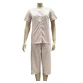 Ladies Pink Floral Summer Short Sleeve Pyjamas Capri Pants PJS (LS32) [Size: 14]